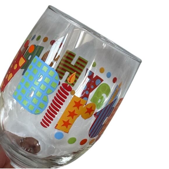 Happy Birthday Wine Glasses Set of 3 Colorful Party Stemware Celebration Decor - Picture 6 of 7